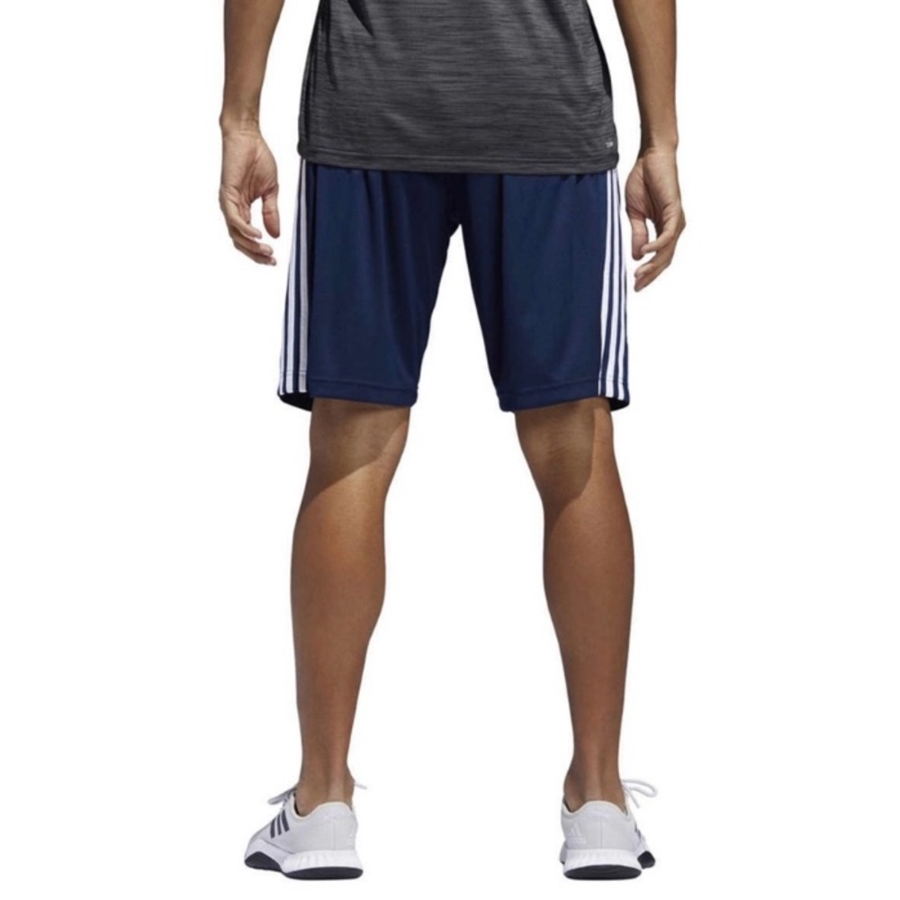 Adidas Blue Three Strip Logo Men Active Shorts - Picture 3 of 8